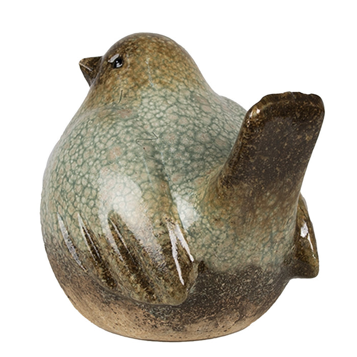 Clayre & Eef Beeld Vogel 14 cm Groen Bruin Keramiek