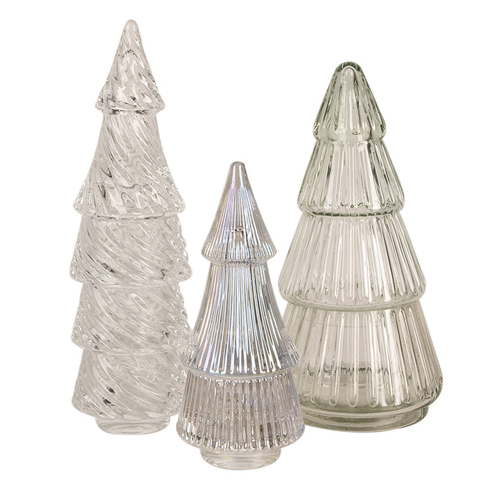Clayre & Eef Glazen potje Kerstboom Ø 7x16 cm Transparant Glas