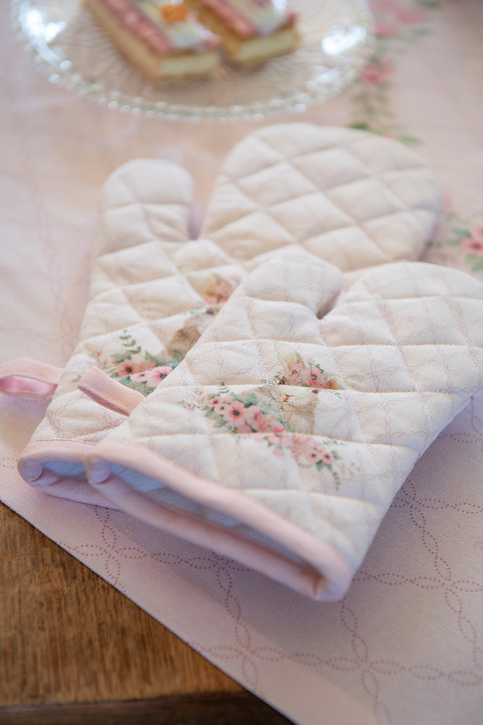 Clayre & Eef Placemats Set van 6 48x33 cm Roze Katoen Konijn