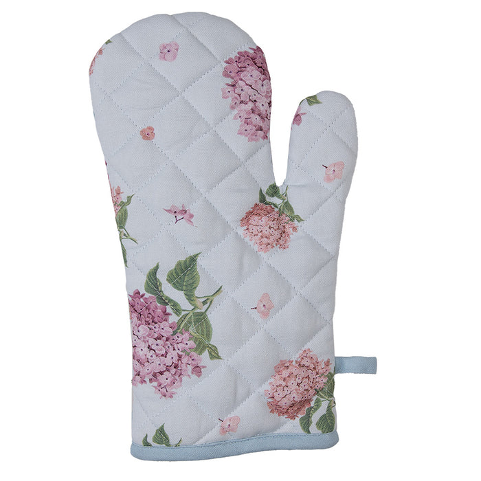 Clayre & Eef Kind Ovenwant 12x21 cm Blauw Roze Katoen Hortensia