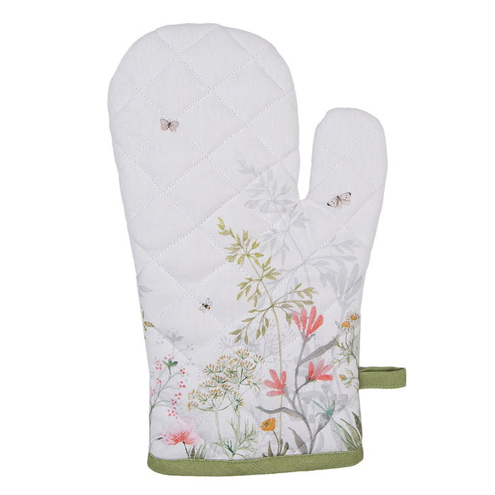 Clayre & Eef Ovenwant 18x30 cm Wit Katoen Bloemen