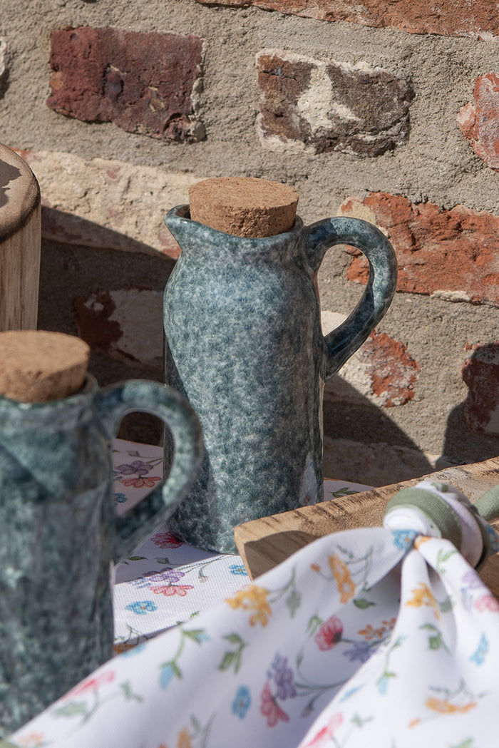 Clayre & Eef Olie en Azijnstel set van 2 8x6x14 cm Groen Keramiek