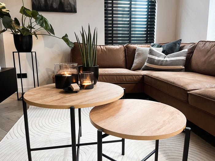 Salontafel set Kiev 62 en 49 cm kruisframe zwart