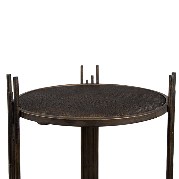 Clayre & Eef Bijzettafel 42x41x89 cm Bruin Ijzer Rond Salontafel