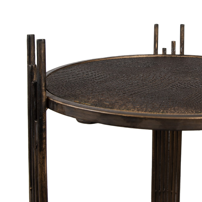 Clayre & Eef Bijzettafel 42x41x89 cm Bruin Ijzer Rond Salontafel