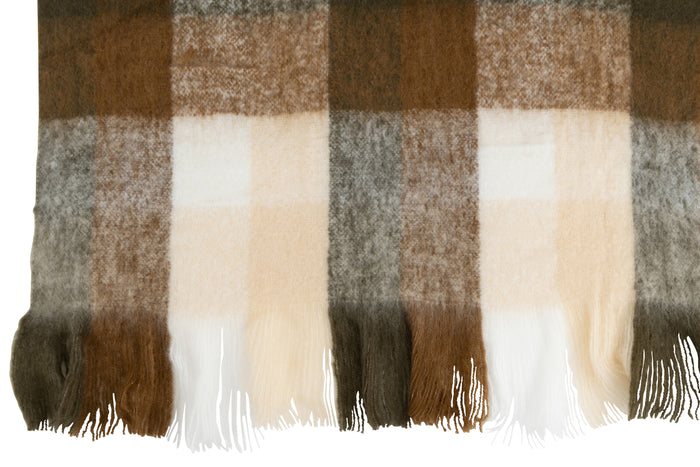 J-Line plaid Geruit - polyester - bruin|beige - 180 x 130 cm