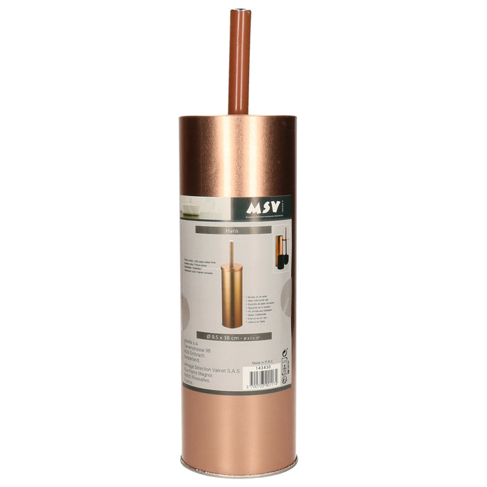 MSV Toilet|wc-borstel in houder Kyoto - metaal - koper kleur - 27 cm
