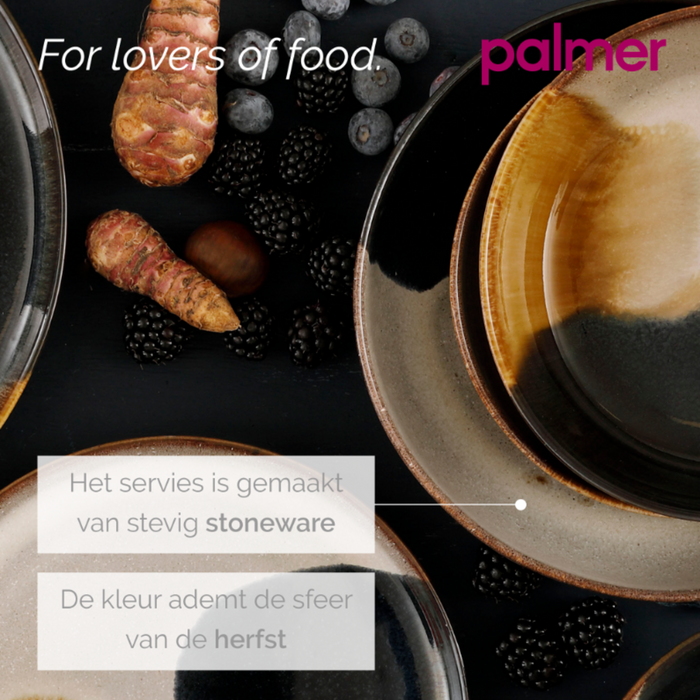 Palmer Kom Aquarel 15 cm 80 cl Beige Blauw Stoneware 2 stuks