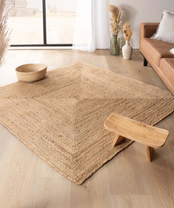 Boho&me Jute vloerkleed vierkant - Boho & me - naturel - 120x120