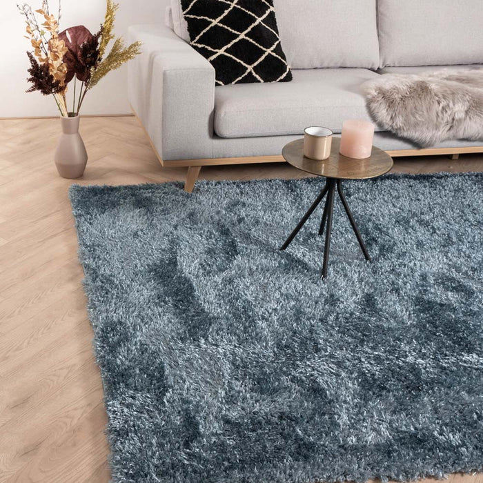 Tapeso Hoogpolig vloerkleed velours Posh - blauw - 80x150 cm