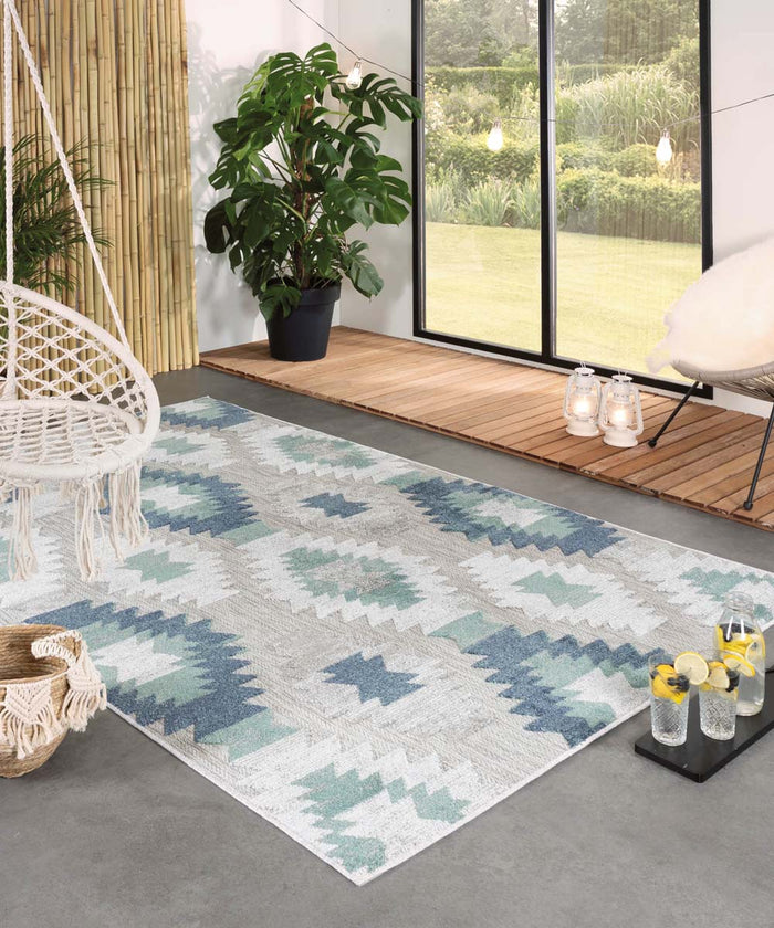 Boho&me Buitenkleed aztek - Verano grijs|mint - 80x150 cm
