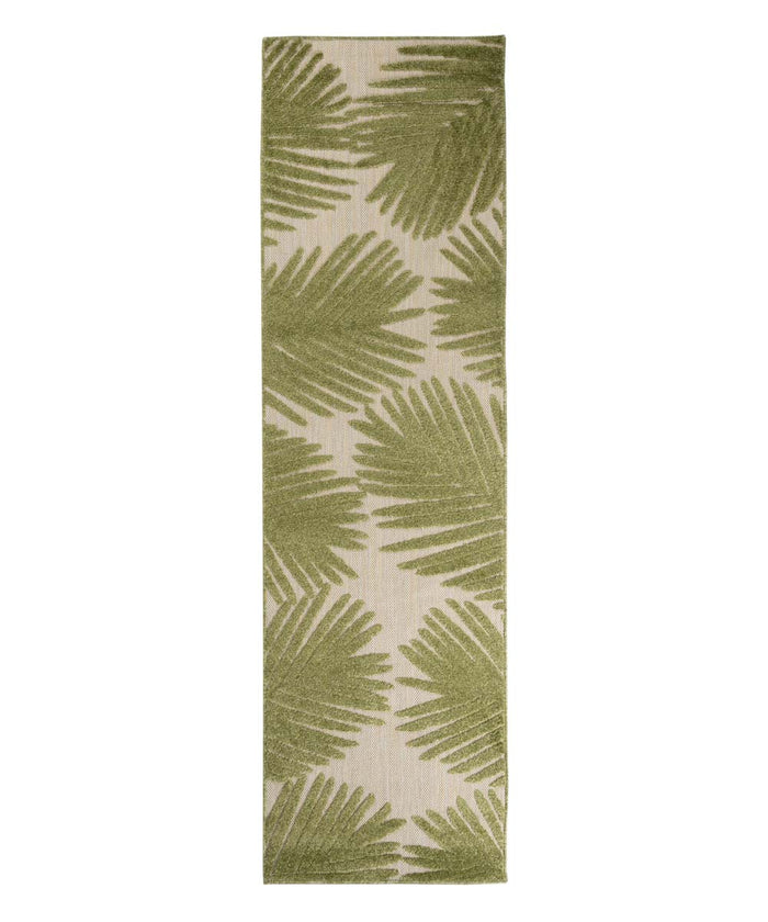 Boho&me Balkonkleed palmbladeren - Verano beige|groen - 66x230 cm