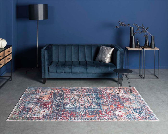 Joy de Vivre Kelim vloerkleed - Nostalgia No.6 - blauw - 200x300 cm