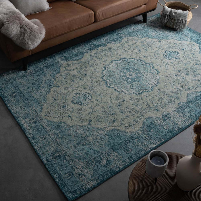 Heritaged Vintage vloerkleed Village - grijs|blauw - 140x200 cm