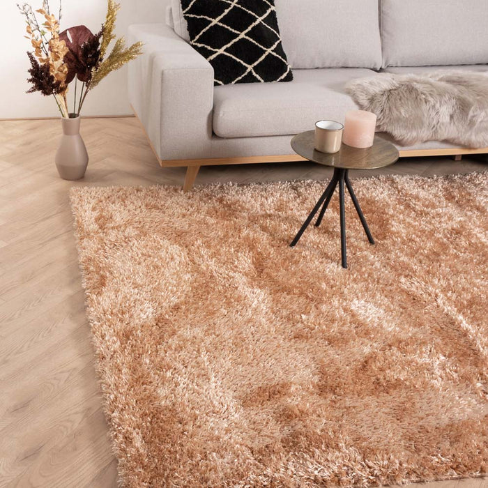 Tapeso Hoogpolig vloerkleed velours Posh - zalmroze - 80x150 cm