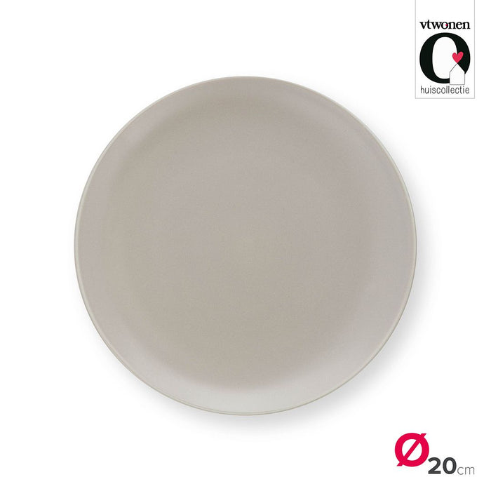 vtwonen Ontbijtborden - Set van 4 - Porselein - Mat Grijs - Ø20cm