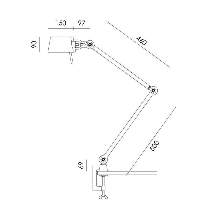 Bolt 2 Arm klemlamp Smokey Black