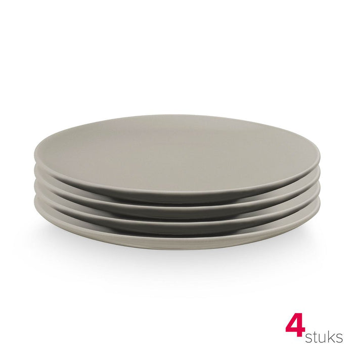 vtwonen Ontbijtborden - Set van 4 - Porselein - Mat Grijs - Ø20cm