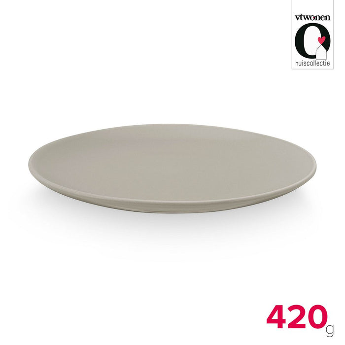 vtwonen Ontbijtborden - Set van 4 - Porselein - Mat Grijs - Ø20cm