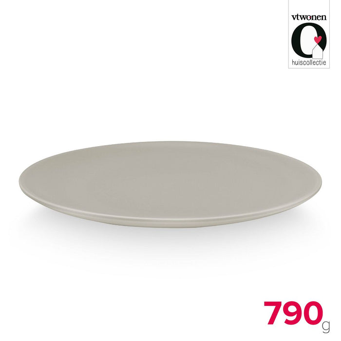 vtwonen Dinerborden - Set van 2 - Porselein - Mat Grijs - Ø25.5cm