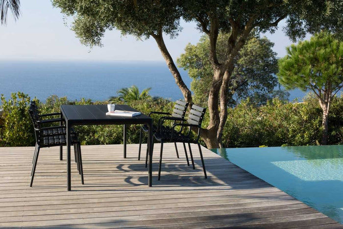 Four tuintafel 160x90 bamboe, donkergrijs onderstel