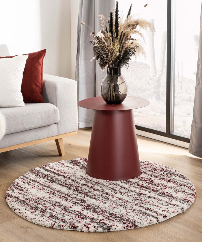 Boho&me Rond hoogpolig vloerkleed strepen Artisan - grijs|rood - 120