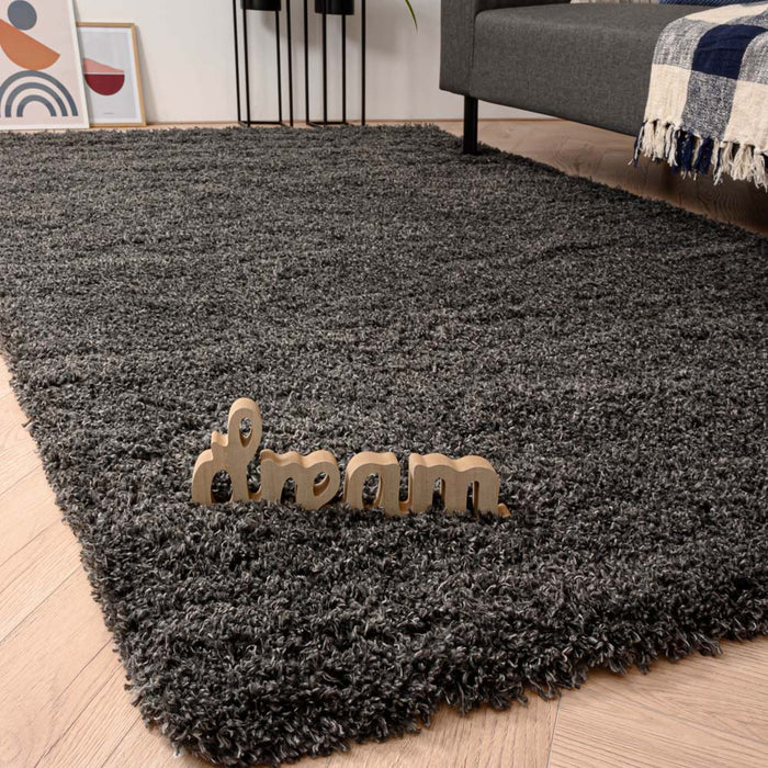 Tapeso Hoogpolig vloerkleed - Cozy Shaggy - donkergrijs - 280x380 cm