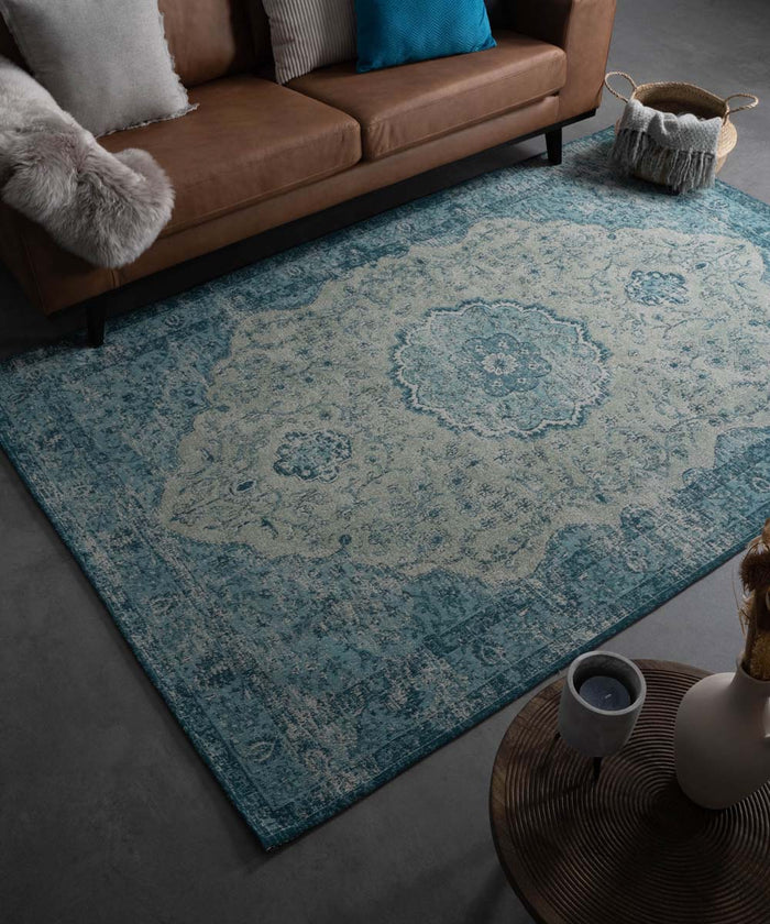 Heritaged Vintage vloerkleed Village - grijs|blauw - 200x290 cm
