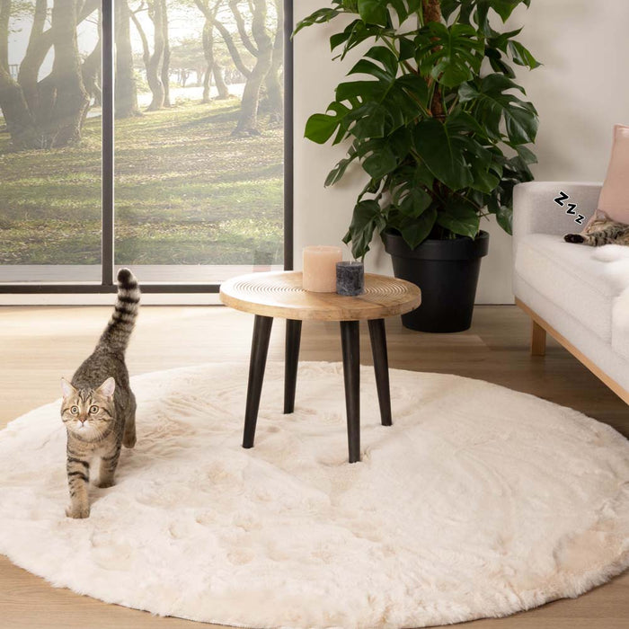 Tapeso Rond hoogpolig vloerkleed - Comfy plus - crème - 230 cm