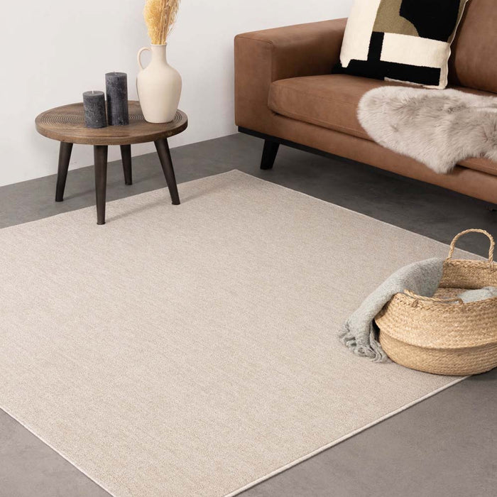 Tapeso Vierkant vloerkleed Lush - crème - 240x240 cm