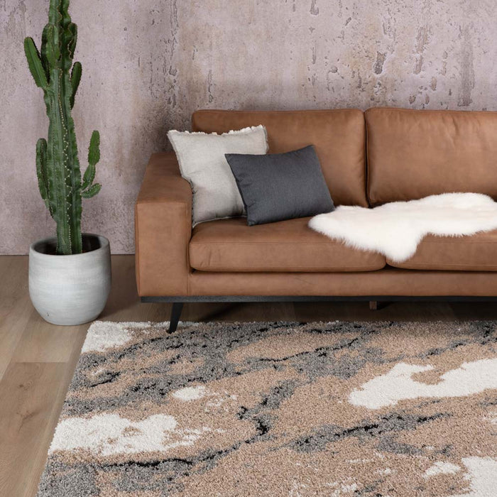Boho&me Hoogpolig vloerkleed Marble Artisan - beige - 120x170 cm