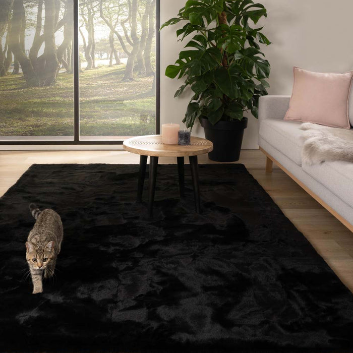 Tapeso Zacht hoogpolig vloerkleed - Comfy plus - zwart - 230x330 cm