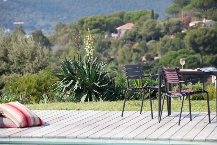 Four tuintafel 160x90 bamboe, zwart onderstel