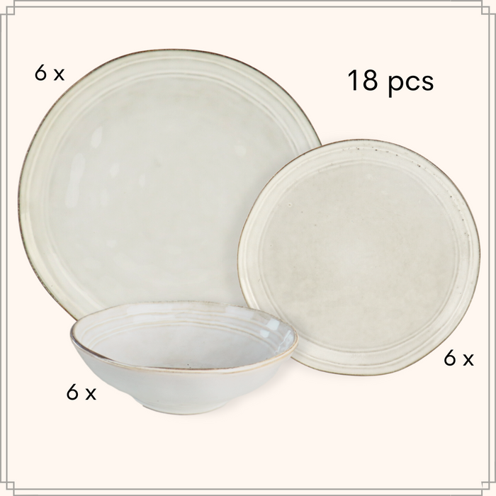 OTIX Serviesset Bordenset 6 Persoons 18-delig Beige Keramiek LILY