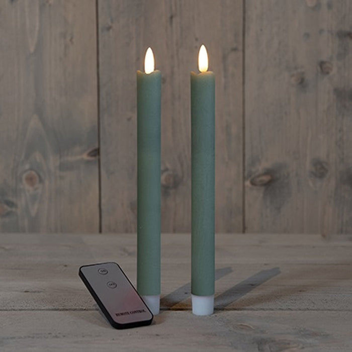 Anna's Collection LED dinerkaarsen - 2x - jade groen - 23 cm