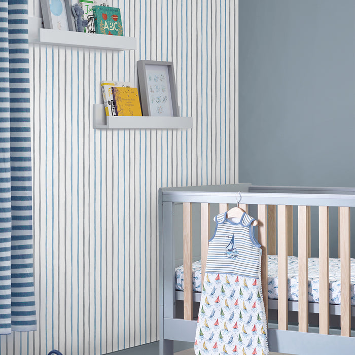Laura Ashley Painterly Stripe Behang - Streep - 10mx52cm - Blauw