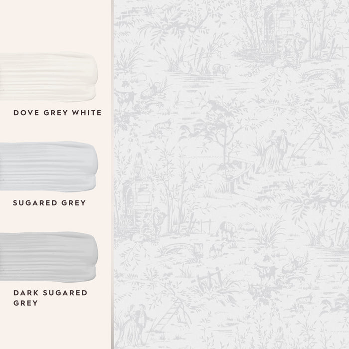 Laura Ashley Toile de Jouy Behang - Dieren - 10mx52cm - Grijs