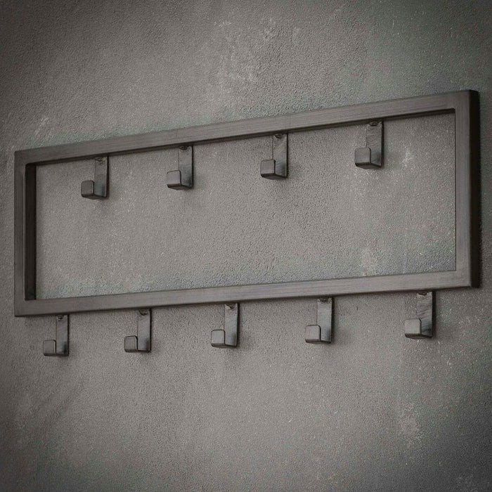 Fraaai - Kapstok industrieel 9 haken - 50 cm zwart