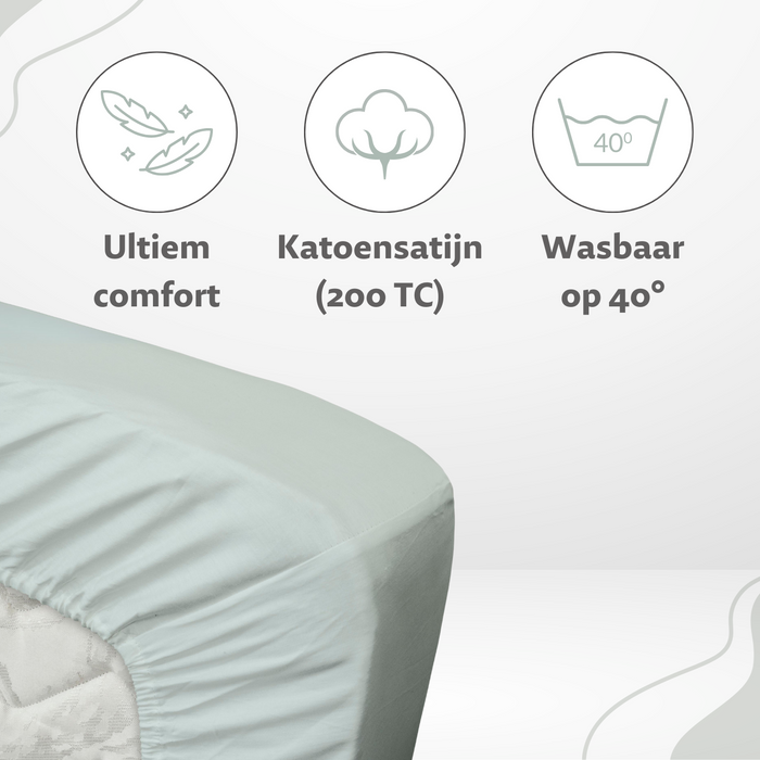 Ten Cate Katoensatijnen Hoeslaken - 180x220 - Mint