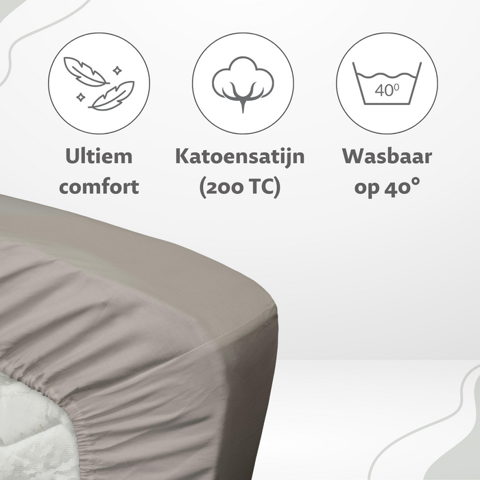 Ten Cate Katoensatijnen Hoeslaken - 180x220 - Grijs