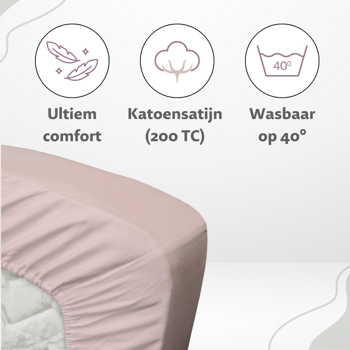 Ten Cate Katoensatijnen Hoeslaken - 90x220 - Roze