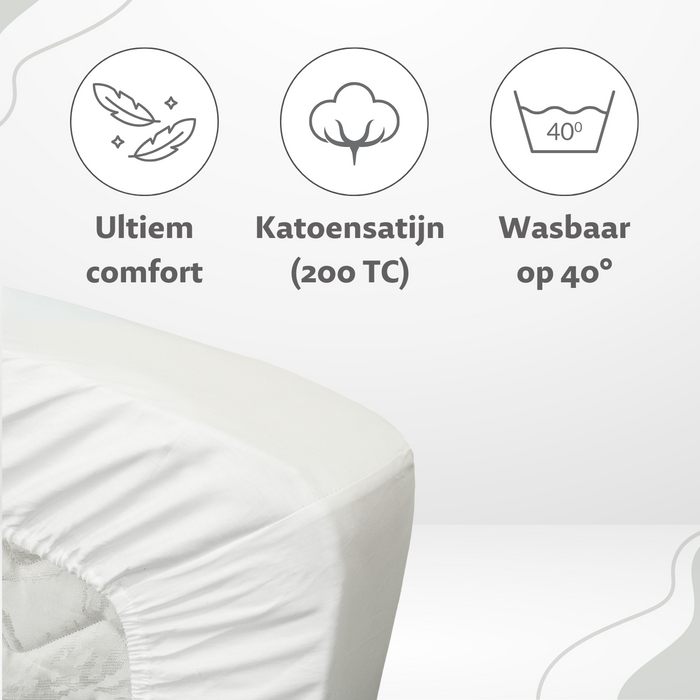 Ten Cate Katoensatijnen Hoeslaken - 180x220 - Naturel