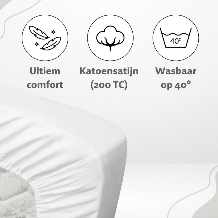 Ten Cate Katoensatijnen Hoeslaken - 180x220 - Wit