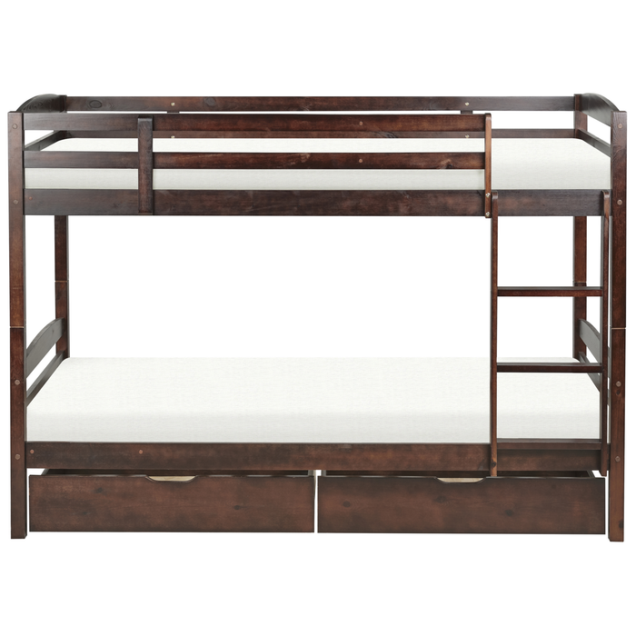 Beliani-REGAT-Stapelbed opbergruimte-Donkerbruin-90 x 200-Grenenhout