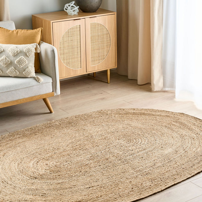 Beliani - DEMIRCI - Laagpolig vloerkleed - Beige - 160 x 230 cm - Jute