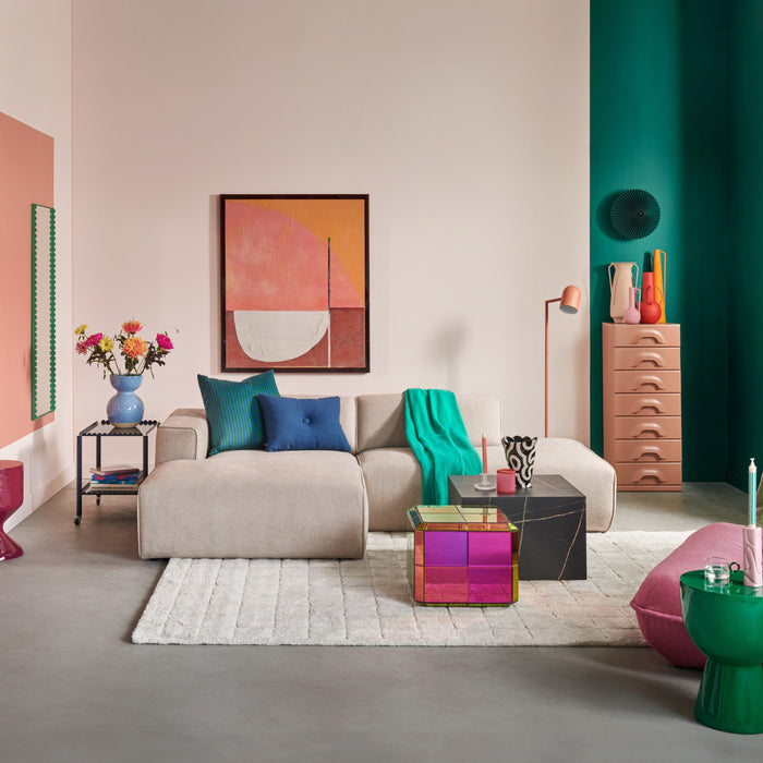 by fonQ Stretch Hoekbank met Chaise Longue Links - Beige