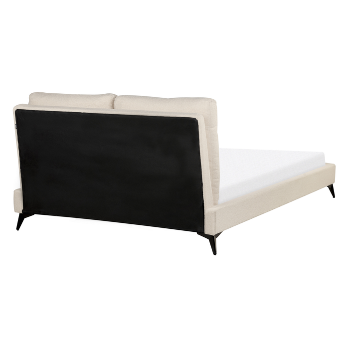 Beliani-MELLE -Tweepersoonsbed-Lichtbeige-140 x 200 cm-Bouclé