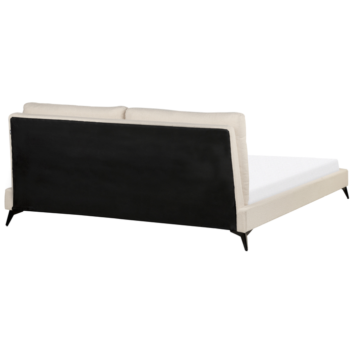 Beliani-MELLE -Tweepersoonsbed-Lichtbeige-180 x 200 cm-Bouclé
