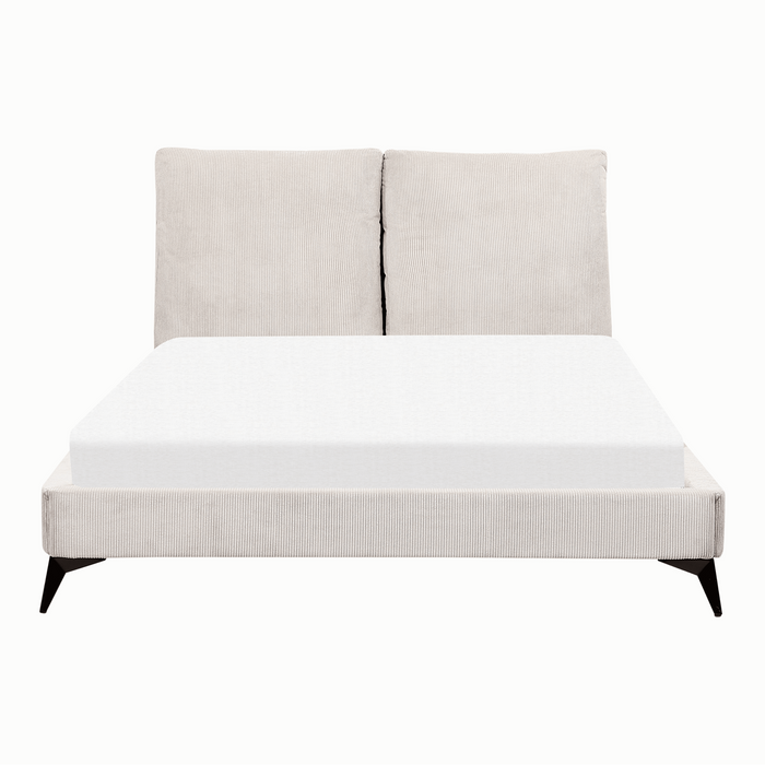 Beliani-MELLE -Tweepersoonsbed-Lichtbeige-140 x 200 cm-Corduroy