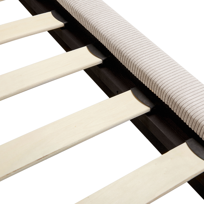 Beliani-MELLE -Tweepersoonsbed-Lichtbeige-140 x 200 cm-Corduroy